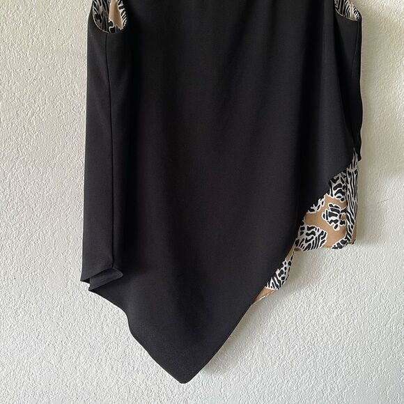Alfani size 6 black & tan Assymetrical hem blouse - Picture 3 of 6